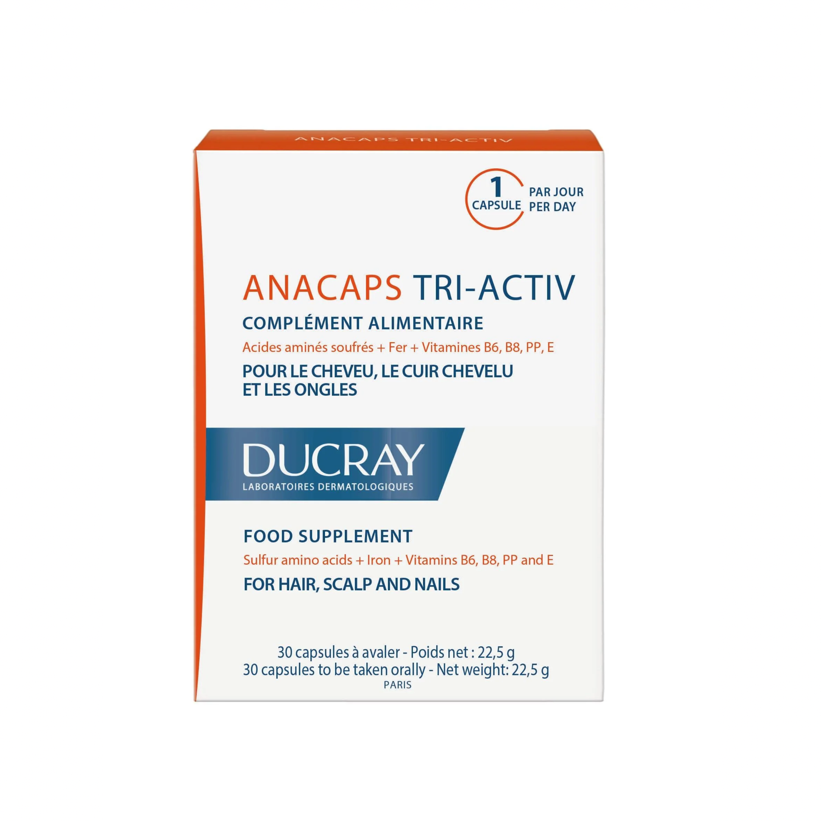DUCRAY ANACAPS TRI-ACTIV FOR HAIR, SCALP AND NAILS 30 CAPSULES