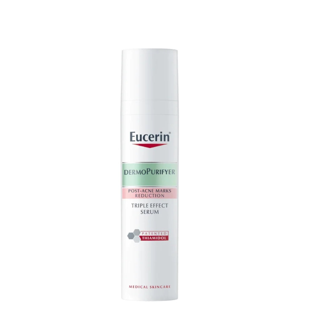 EUCERIN DERMOPURIFYER 
Triple Effect Serum + Protective Fluid + Cleansing Gel (Free)