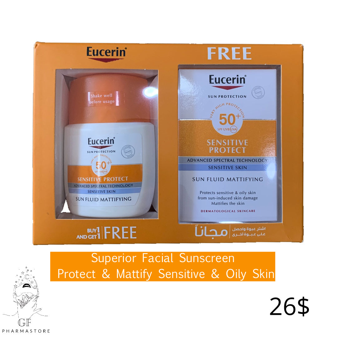 EUCERIN SENSITIVE PROTECT Sun Fluid Mattifying SPF50+  (Pack of 2)