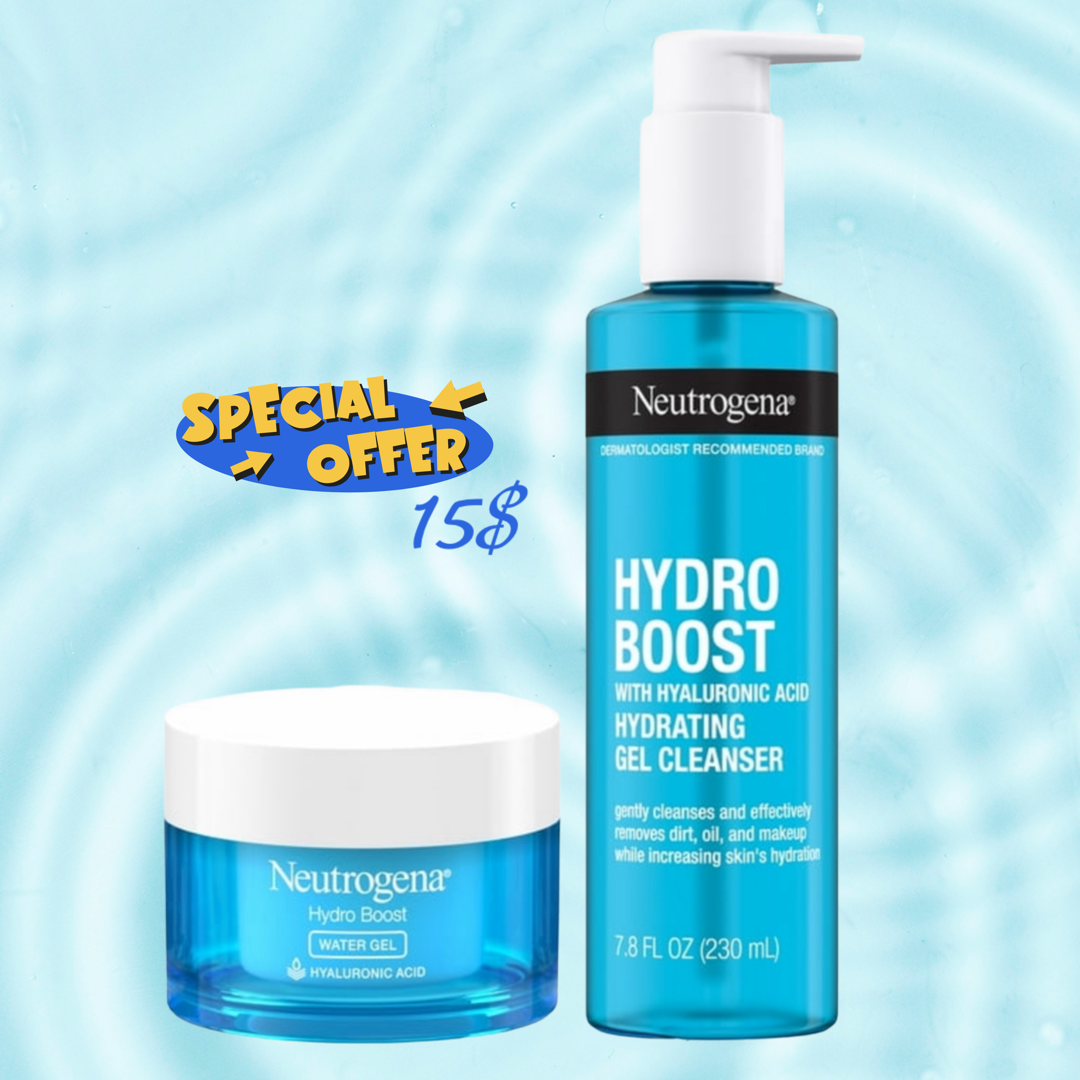 NEUTROGENA SKIN VITAL DUO HYDRO BOOST GEL CLEANSER 230ML + WATER GEL FACE MOISTURIZER