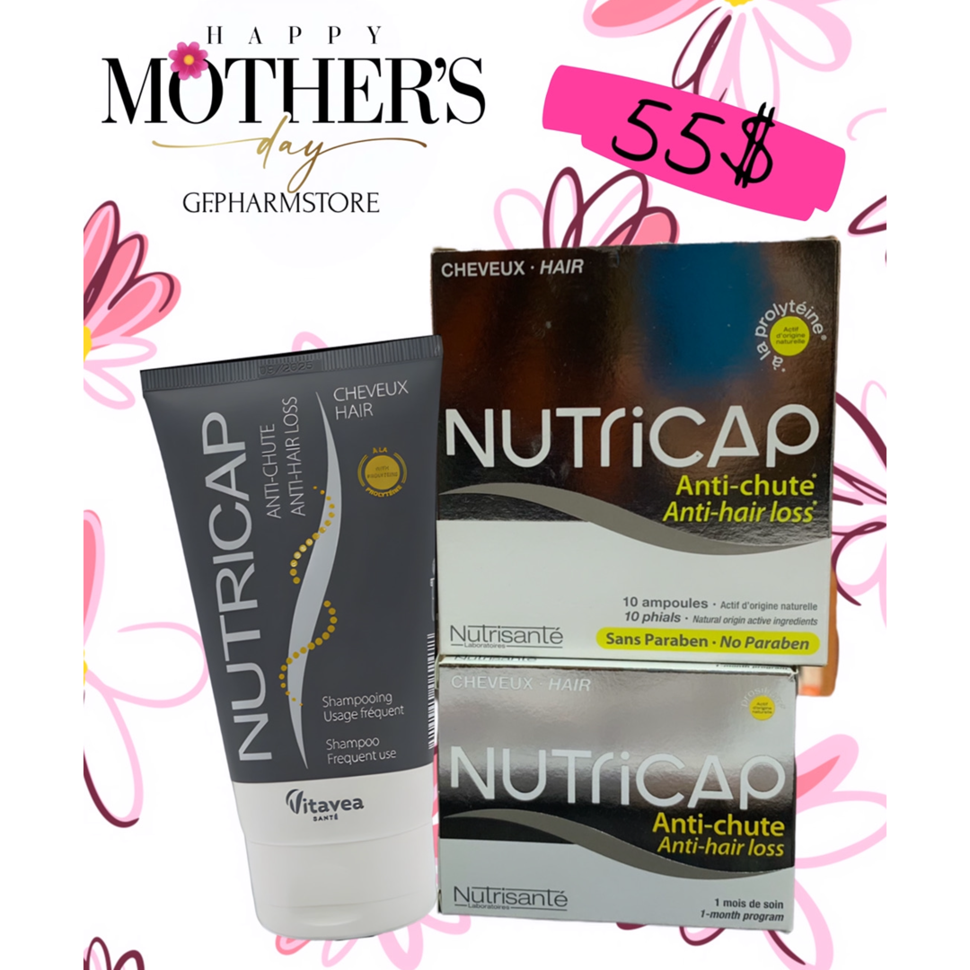 NUTRICAP ANTI-HAIR LOSS SHAMPOO + VIALS + CAPSULES