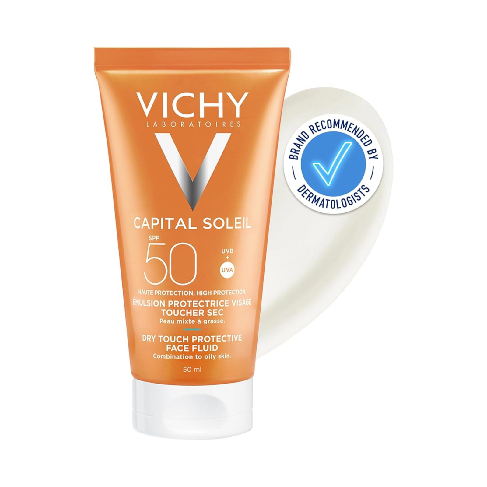 VICHY CAPITAL SOLEIL SPF50 DRY TOUCH PROTECTIVE FACE FLUID 50ML