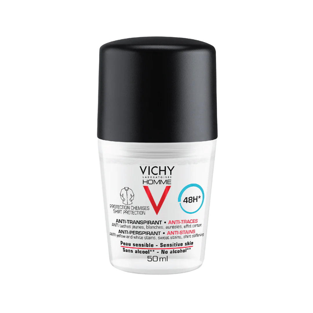 VICHY HOMME DEODORANT 48H ANTI PERSPIRANT  ANTI-STAINS 50ML